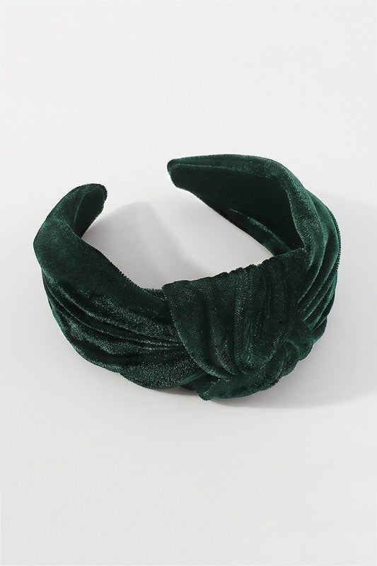 Velvet dark green headband