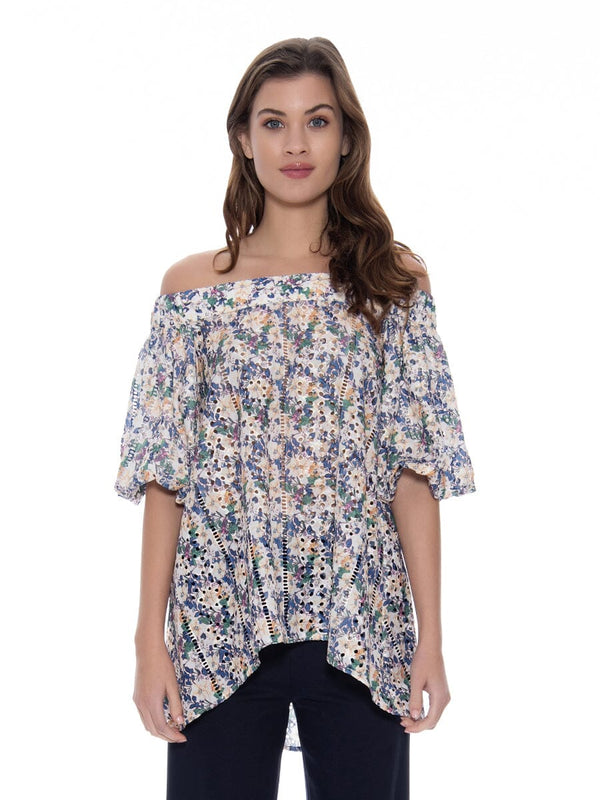 Off shoulder embroidered tunic
