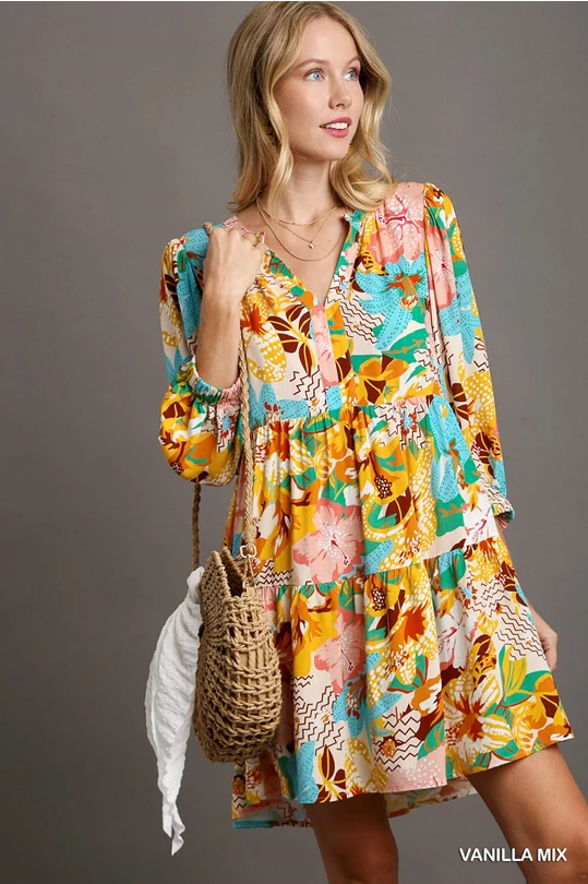 Vanilla Multicolor Print Dress
