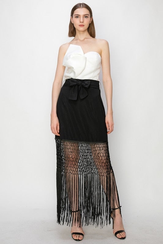Fringe black skirt