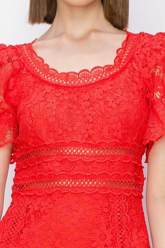 Lace red dress
