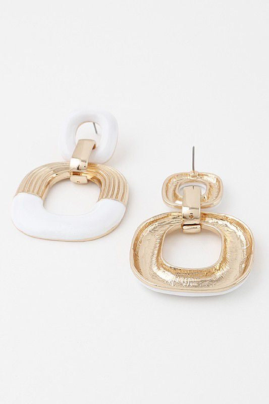 Abstract gold /white earings