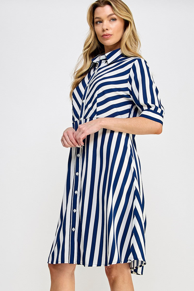Striped navy dress