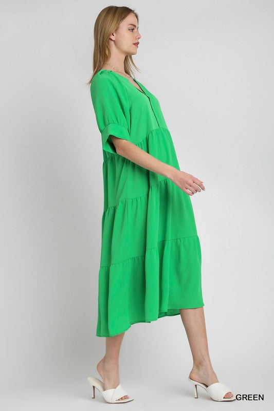 A-line green dress