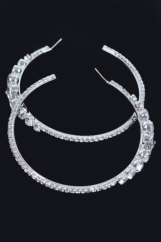 Multi rhinestone silver earrings
