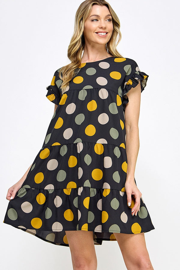 Polka dot yellow/grey dress