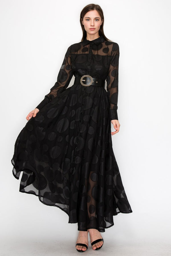 Victorian l/s black maxi dress