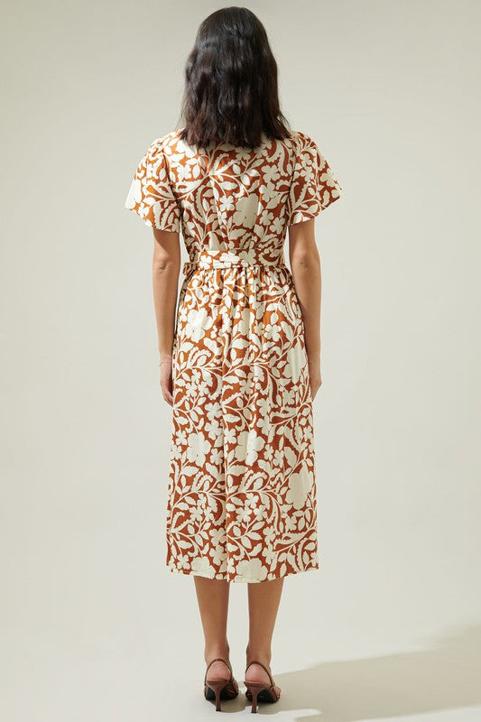 Cream-brown floral dress