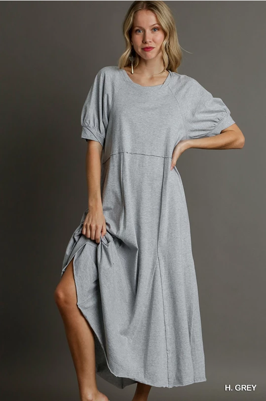 A line knitted grey dress