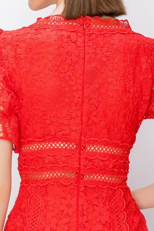 Lace red dress