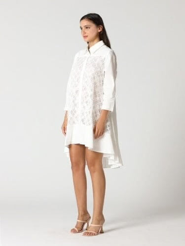 High low crochet white  dress