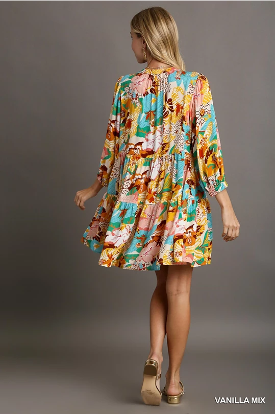 Vanilla Multicolor Print Dress