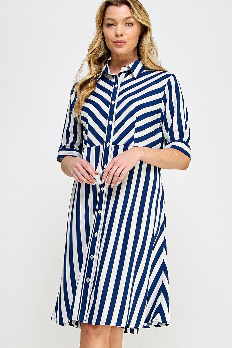 Striped navy dress