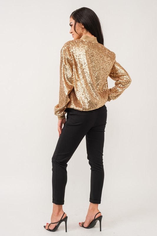 Sequin gold bumper jacket