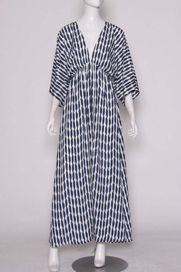 Kimono striped navy maxi dress