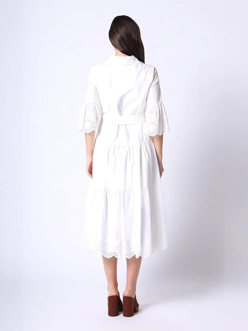 Embroidered white shirt dress