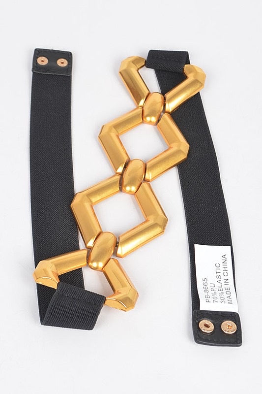 Multi metal belt buckle black gold