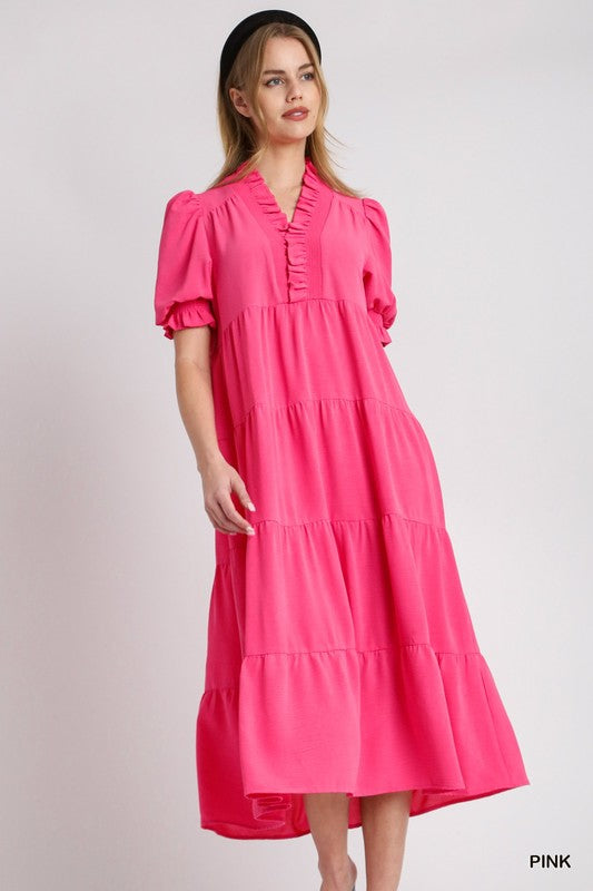 Pink v-neck dress