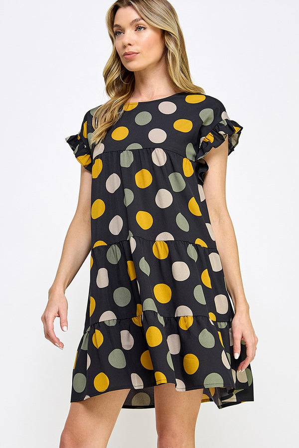 Polka dot yellow/grey dress