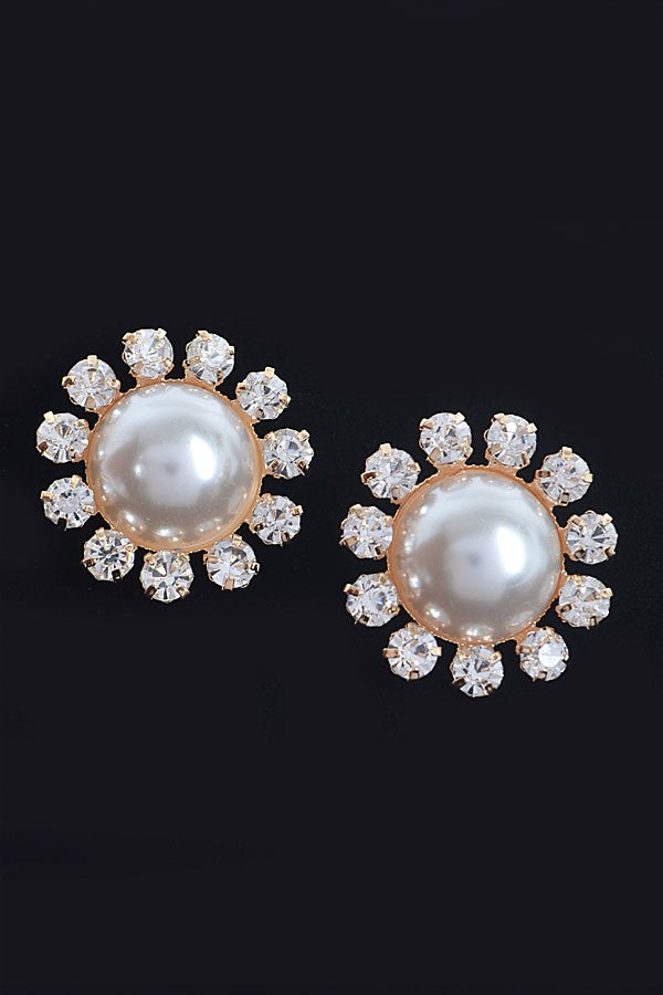 Pearl stone stud earrings