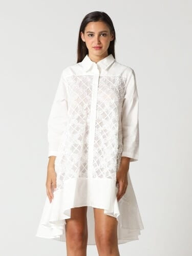 High low crochet white  dress