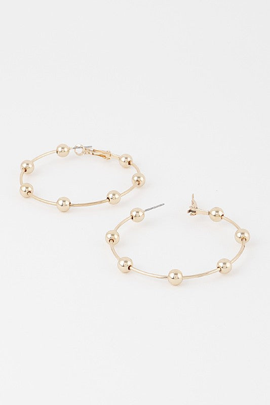 Gold bead hoop earrings