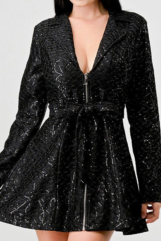 Luxe Sequins zip up dress