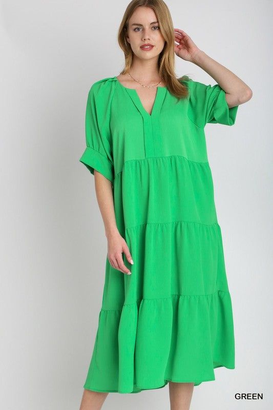 A-line green dress