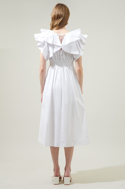 Ruffle sleeve white dress