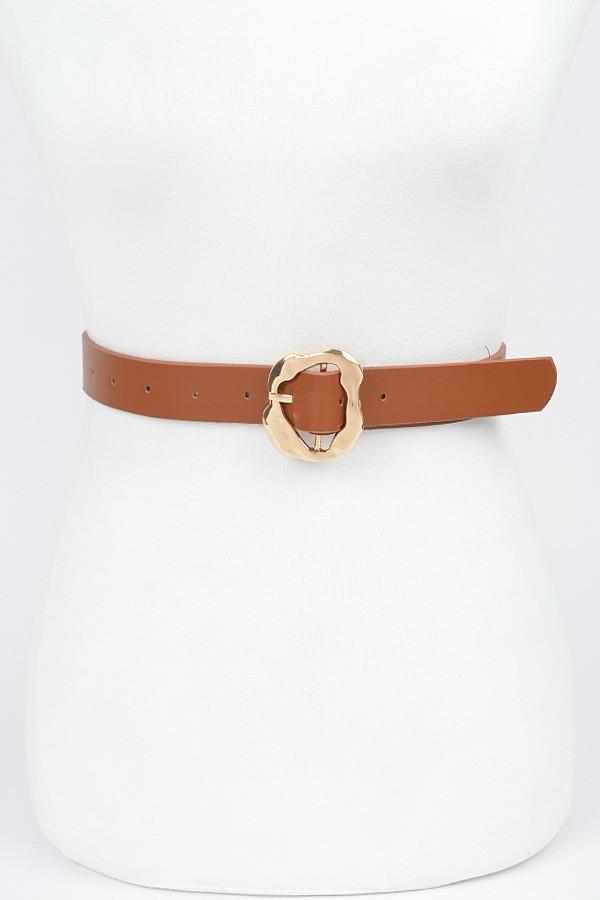 Faux leather camel belt