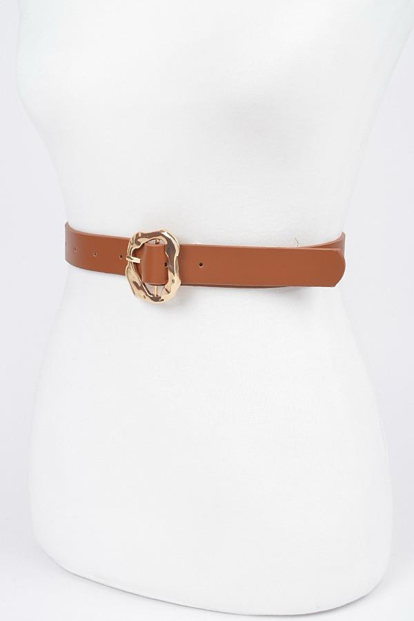 Faux leather camel belt