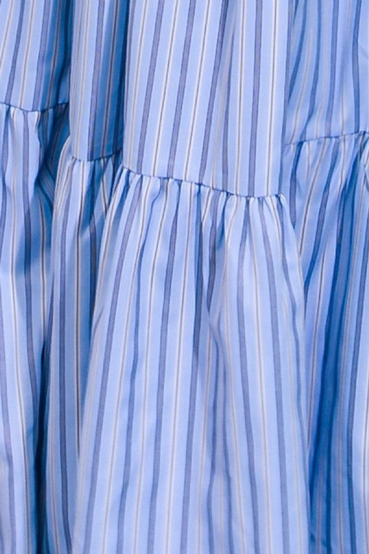 V necklace striped white dress maxi