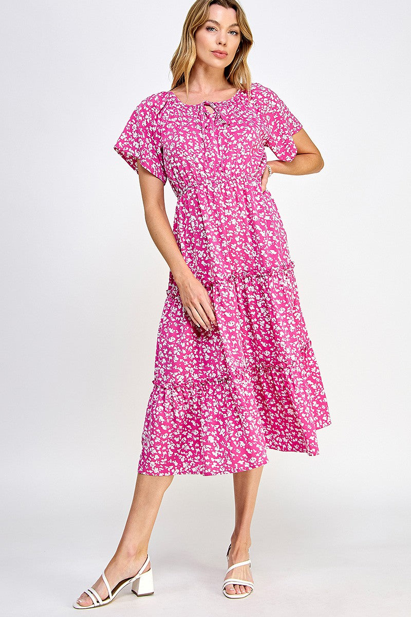 Print pink dress