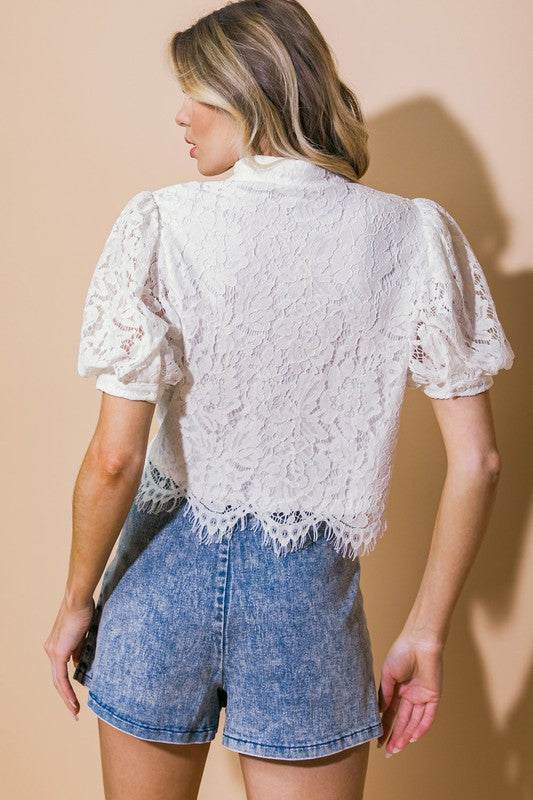Lace off white top