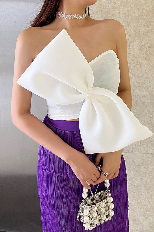 Strapless bow knot tube top
