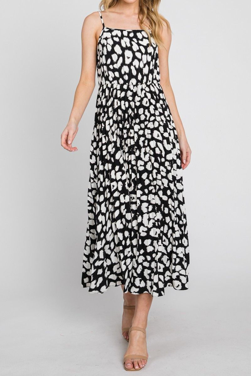 Cheetah black & white strap dress