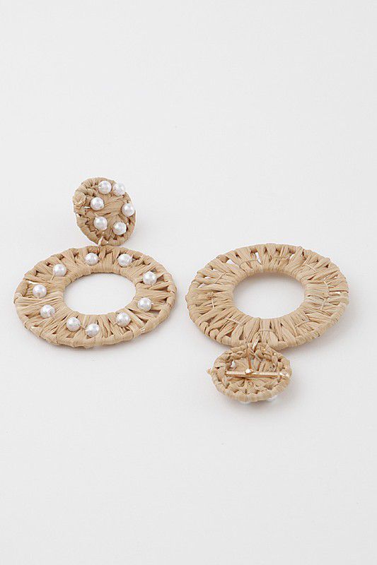 Weaved pearl disk earrings