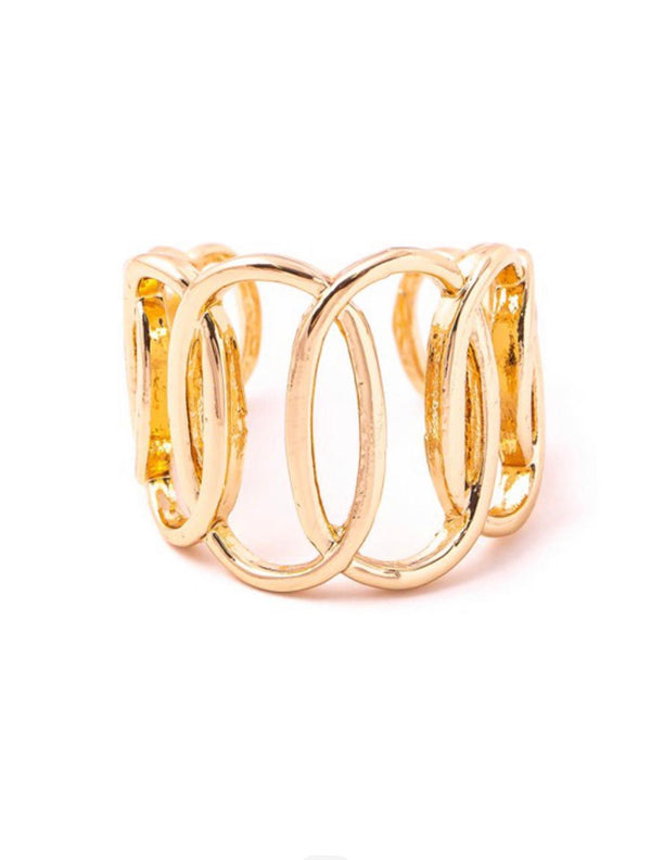 Solid oval open band ring