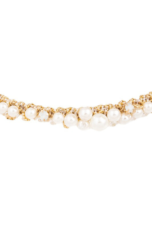 Pearl studded thin head band