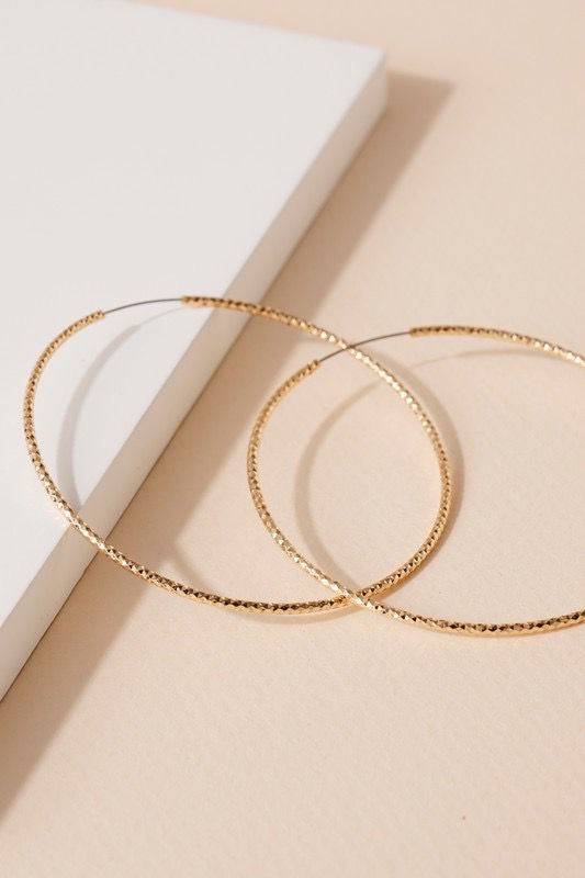 Textured hoops gold earring