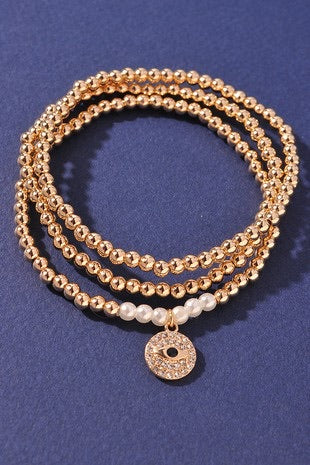 Set beads stretch bracelet charm circle