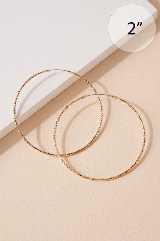 Textured hoops gold earring