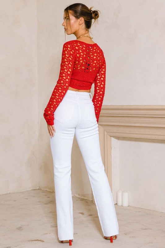 Mid rise straight white jeans
