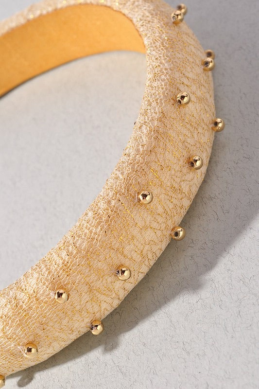 Straw hairband beads dot gold