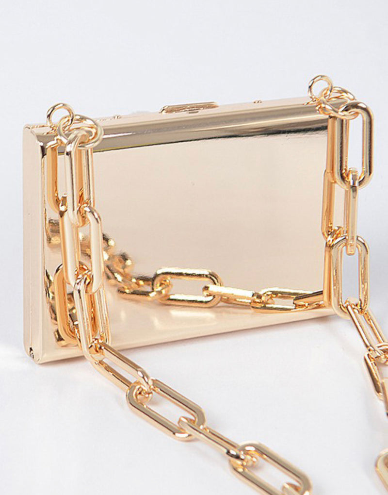 Rectangle gold handbag