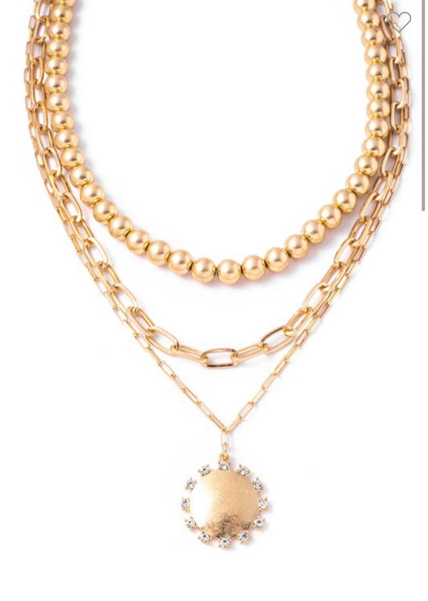 Dise charm layered chain necklace