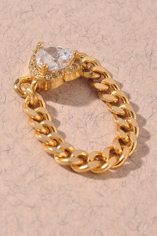 Rhinestone chain heart ring