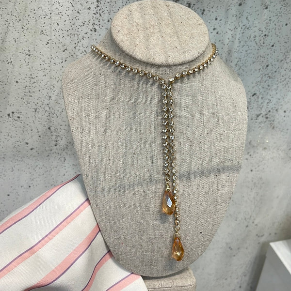Double line rhinestone chain necklace